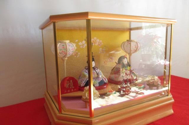 るんるん　吉徳購入　 送料込み　ガラスケース 親王飾り　木目込み 二人飾り