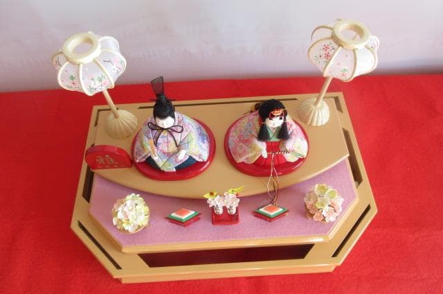 るんるん　吉徳購入　 送料込み　ガラスケース 親王飾り　木目込み 二人飾り