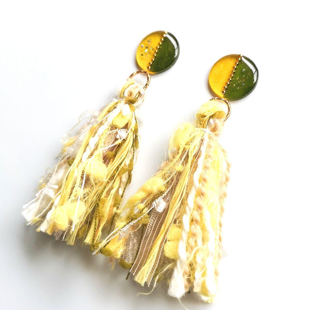取引中【sale】2way*ミモザのタッセルのピアス/イヤリング*《b》