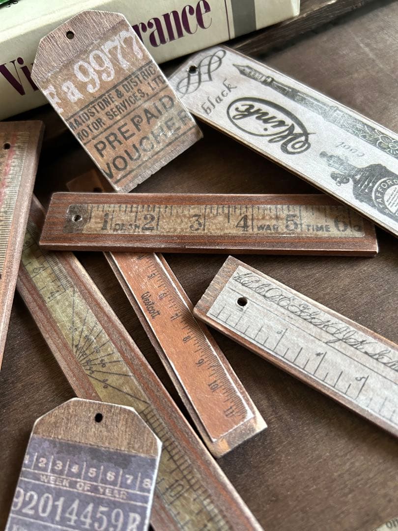 レトロ，ウッドタグ大きめセット！8枚　No.190