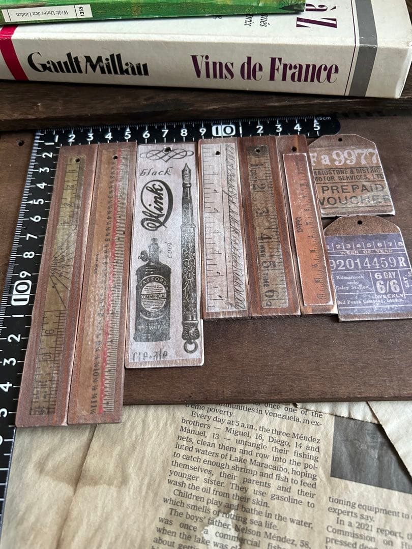 レトロ，ウッドタグ大きめセット！8枚　No.190