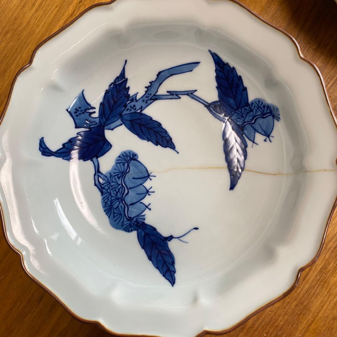 有田焼・源右衛門窯 栗絵柄染め付け 3枚深皿 お値段は2枚分価格です。