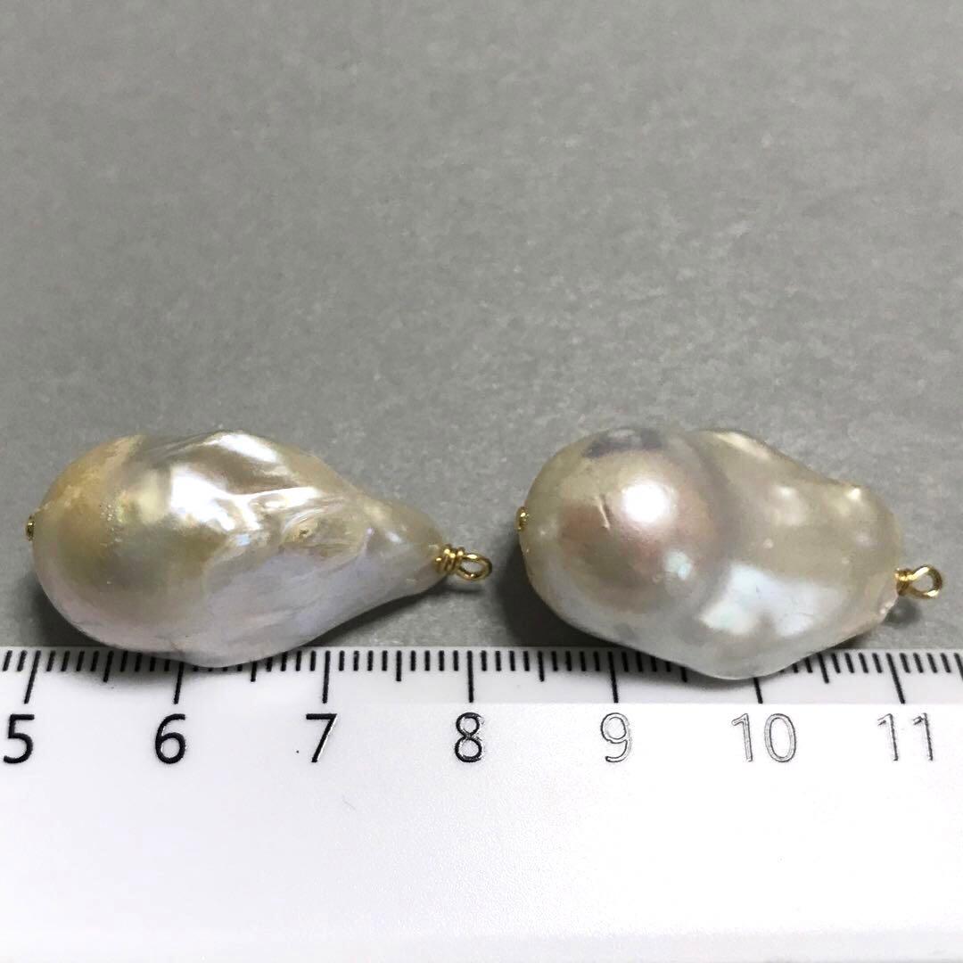 14kgf 大粒 オイスターパール ピアス イヤリング 淡水パール バロック