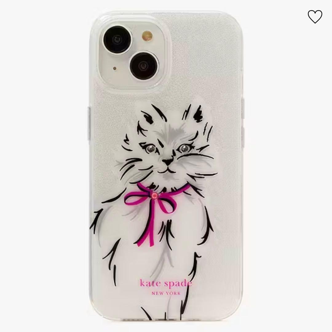 【新品】kate spade iPhone15ケース 猫 ウィスカーズ