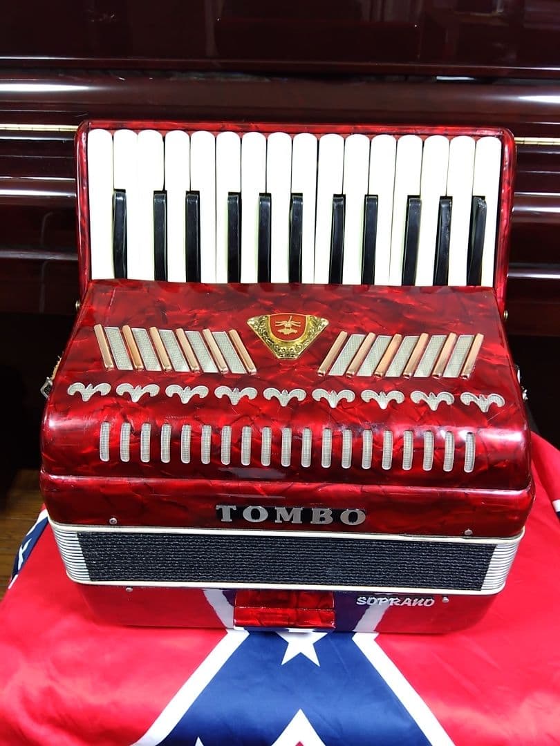 【大幅メンテ完了】 トンボ ソプラノアコーディオン No.270 赤（即演奏可）