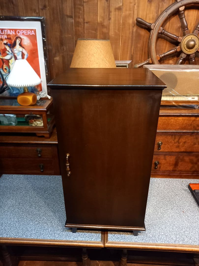 1960's　美品　チーク　突板　カッパーハンドル　レコード　キャビネット