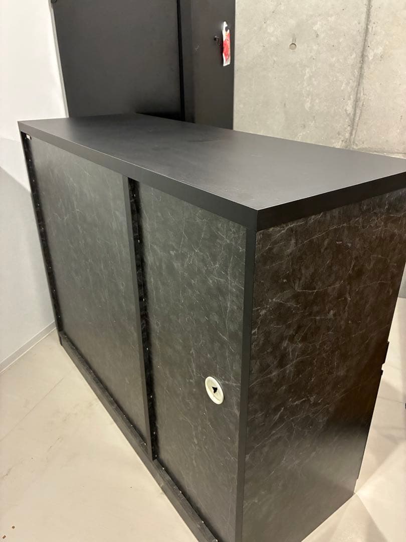 ブラック 木製キッチンカウンター 引き出し式