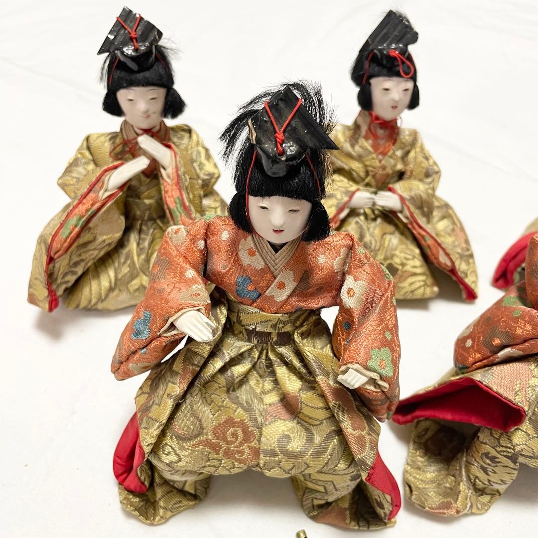 【アンティーク】雛人形 五人囃子 5体セット 道具付き 伝統工芸 時代物