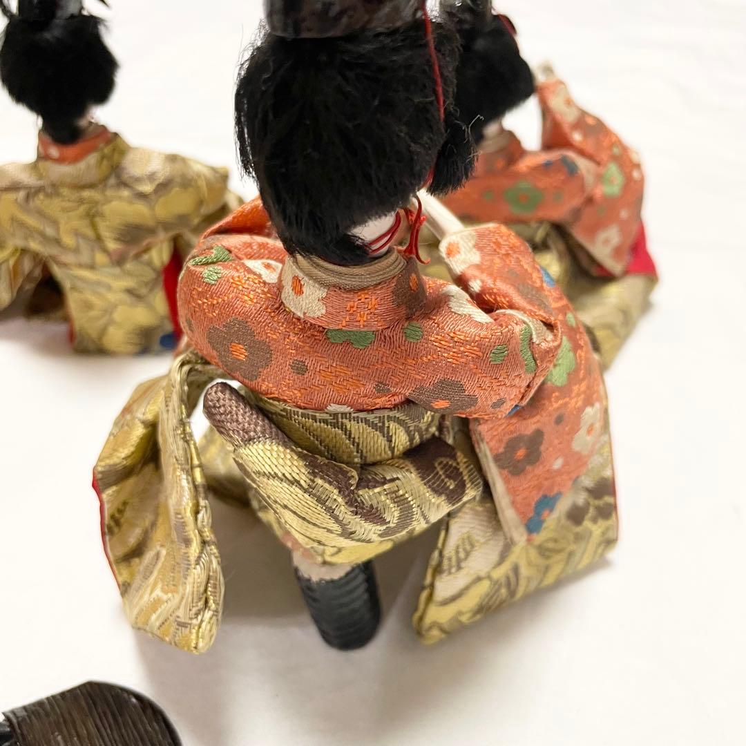 【アンティーク】雛人形 五人囃子 5体セット 道具付き 伝統工芸 時代物