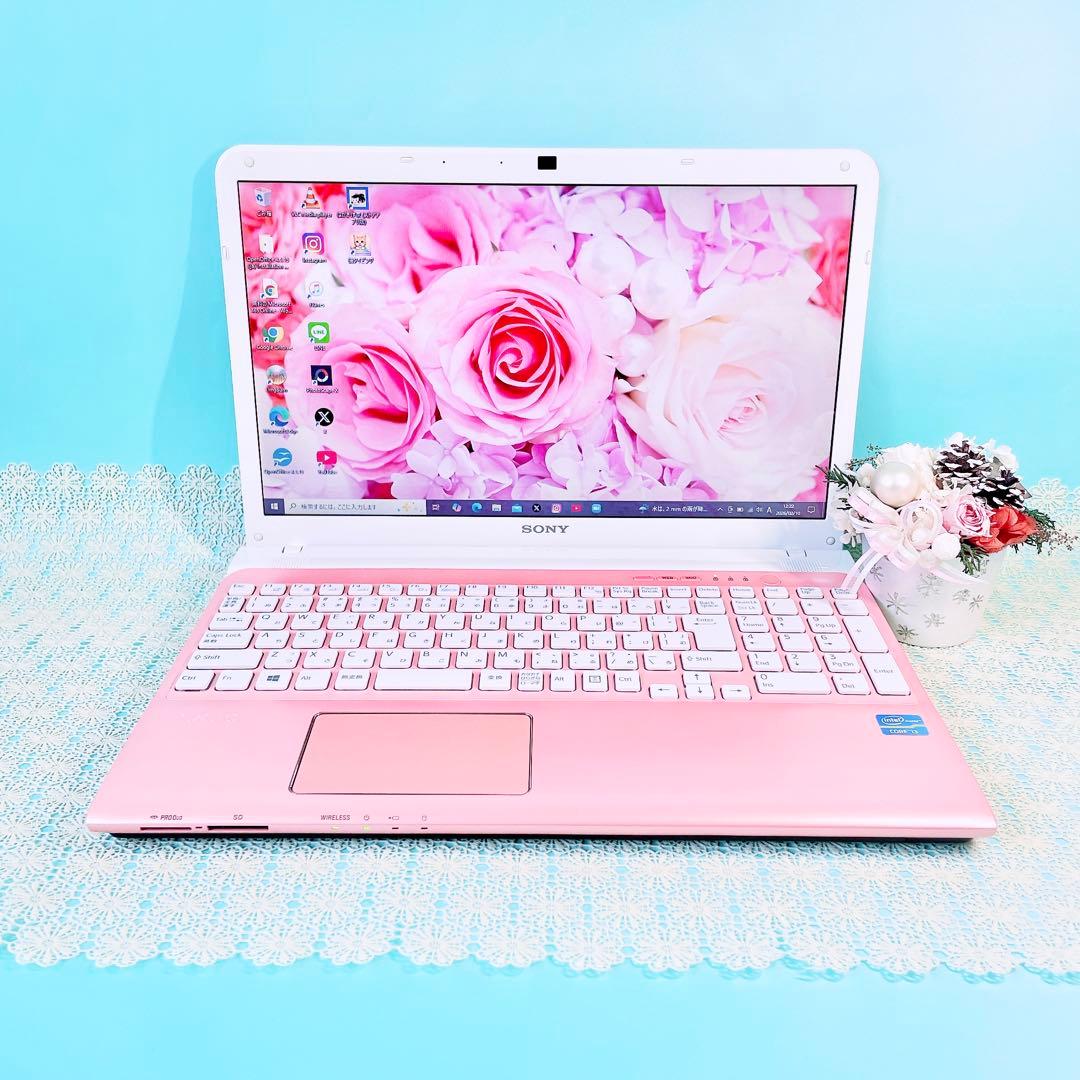 美品✨可愛いピンク！カメラ付きVAIOノートパソコン✨️快適SSD480GB事務に