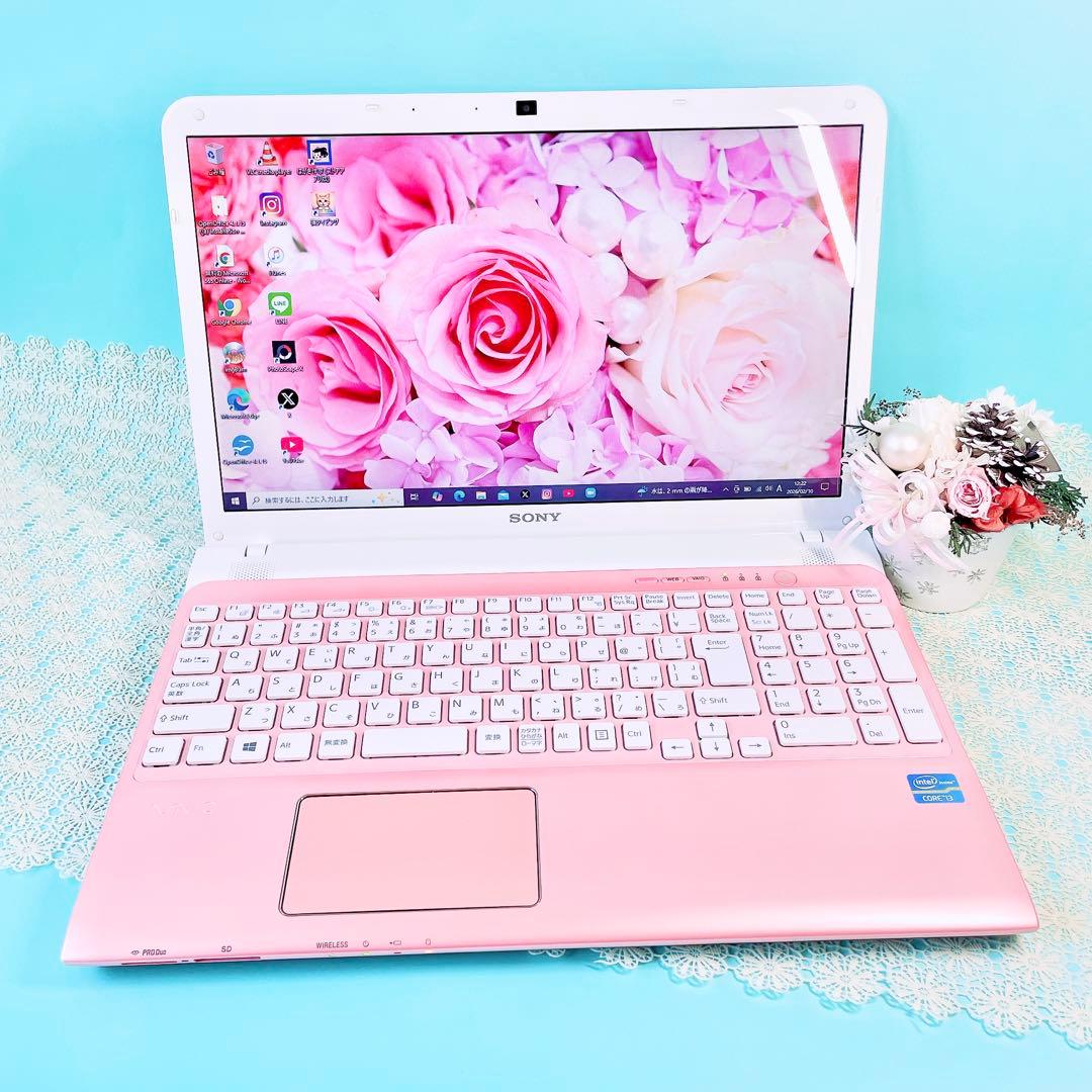 美品✨可愛いピンク！カメラ付きVAIOノートパソコン✨️快適SSD480GB事務に