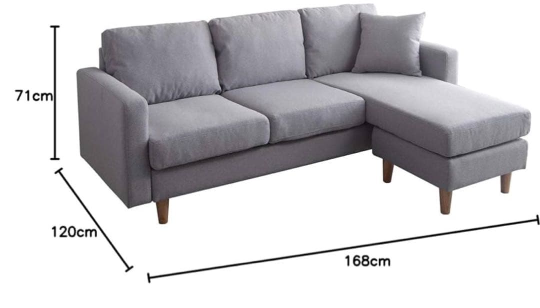 【ミ】グレー 3人掛けソファ ファブリック ソファ部分