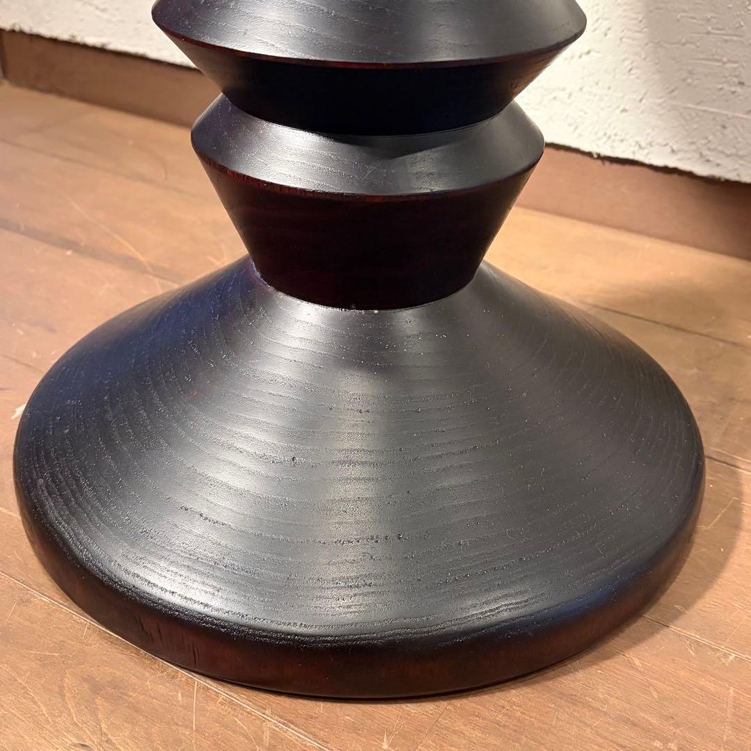 無垢材 ターンドスツール サイドテーブル ブラック×赤み木目