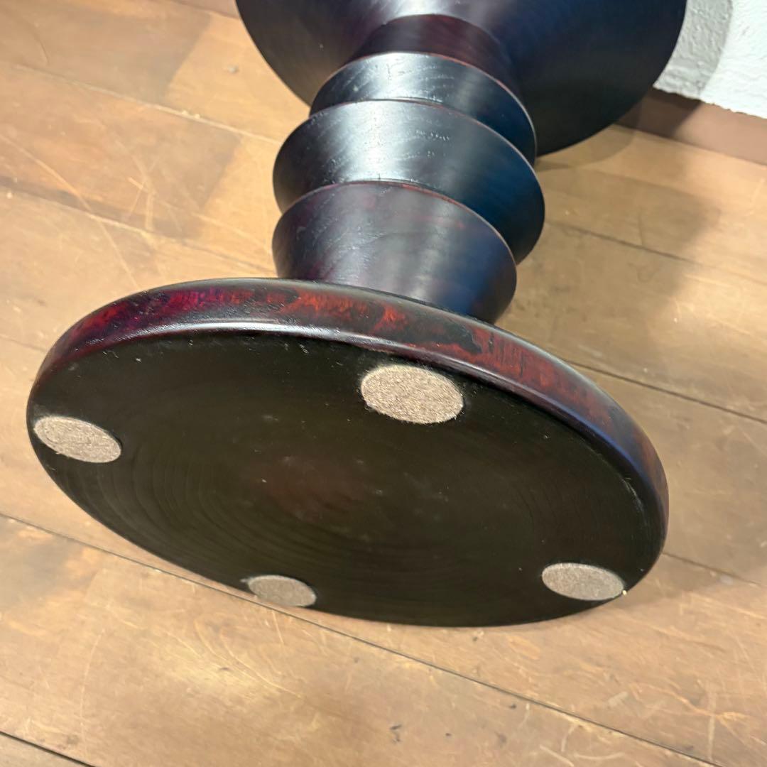 無垢材 ターンドスツール サイドテーブル ブラック×赤み木目