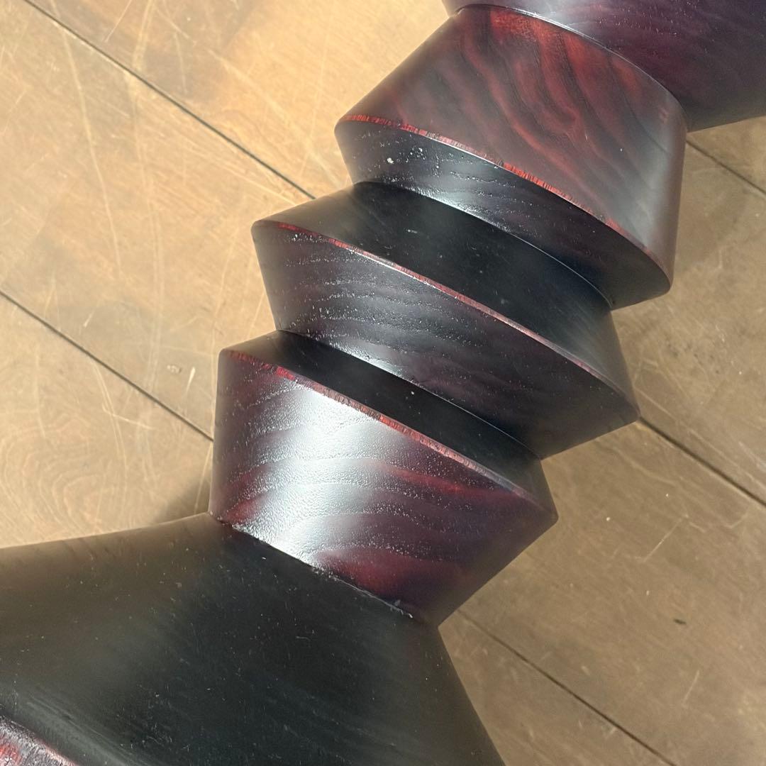 無垢材 ターンドスツール サイドテーブル ブラック×赤み木目