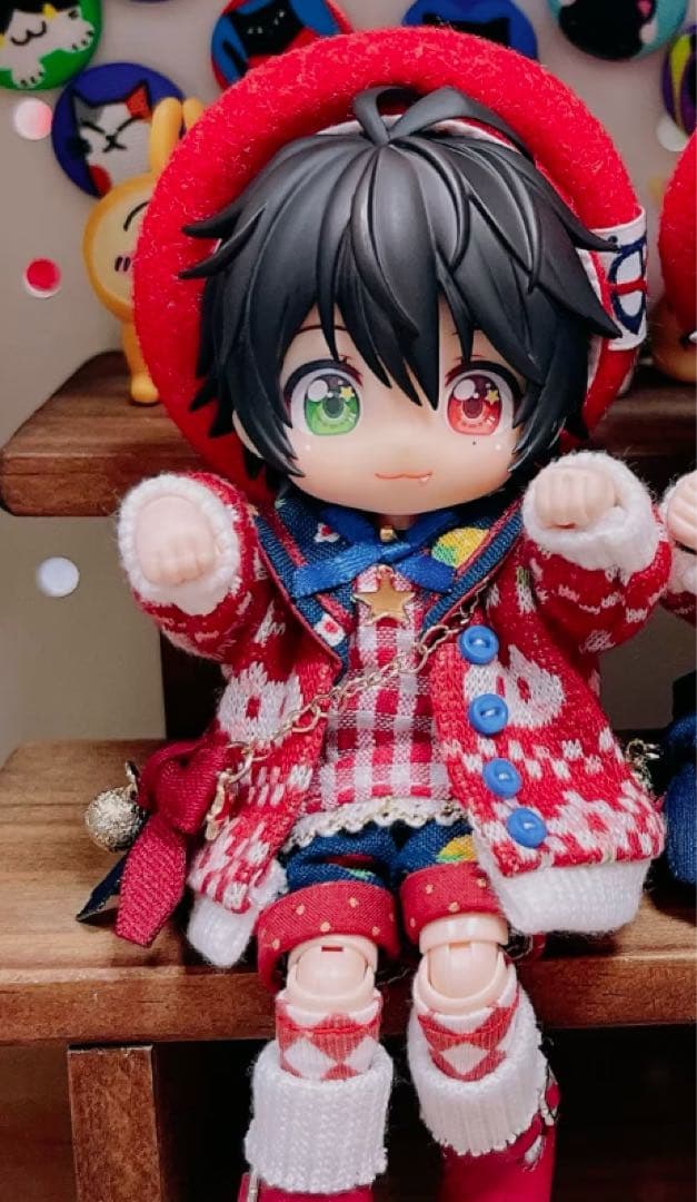 オビツ11 1/12 ドール 制服　レッド&ブルー　赤　紺色　6点　　セット