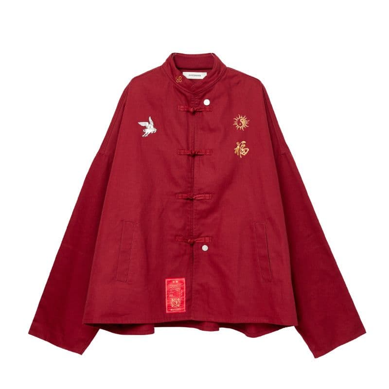 刺繍入り赤オーバーサイズジャケット