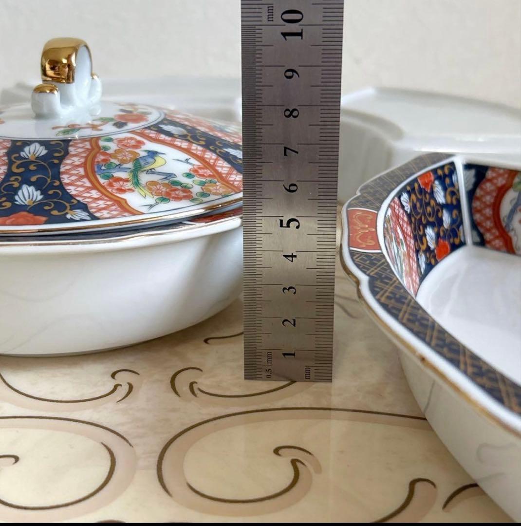 第一陶器　錦花鳥　回転オードブル皿　高台皿　仕切り皿　大皿　色絵　古伊万里　正月