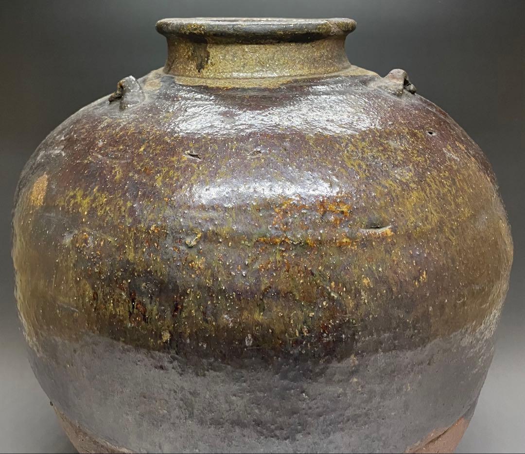 大壺　37cm 　古信楽焼　三耳壺　江戸時代　T.c543