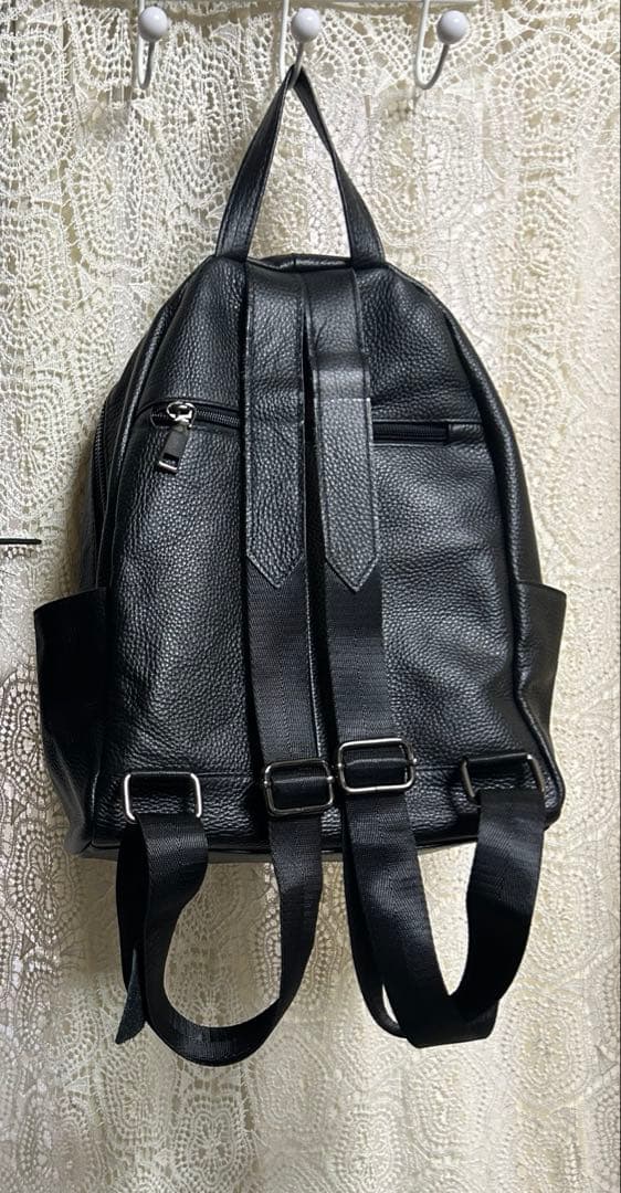 再販ミナペルホネンハーフハンドメイド本革リュックネイビーＬ