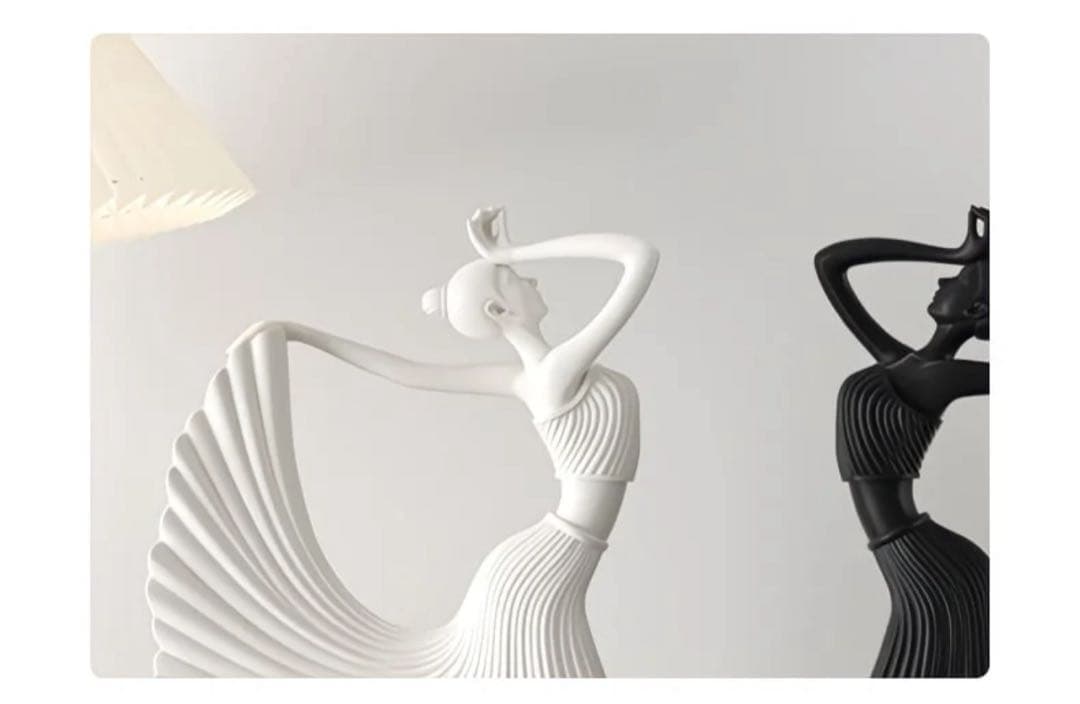 白黒ダンス女性彫刻 置物