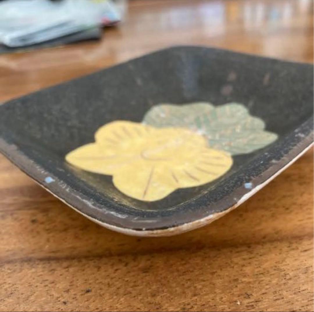 鹿児島睦　スクエア　小皿　約13×11㎝
