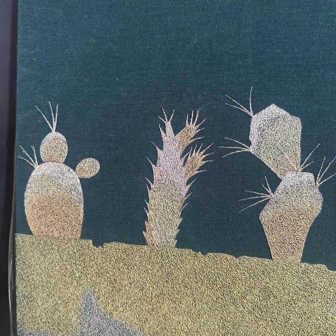 お値下げ❣️素敵すぎる！ヴィンテージ　猫とサボテンの刺繍パネル