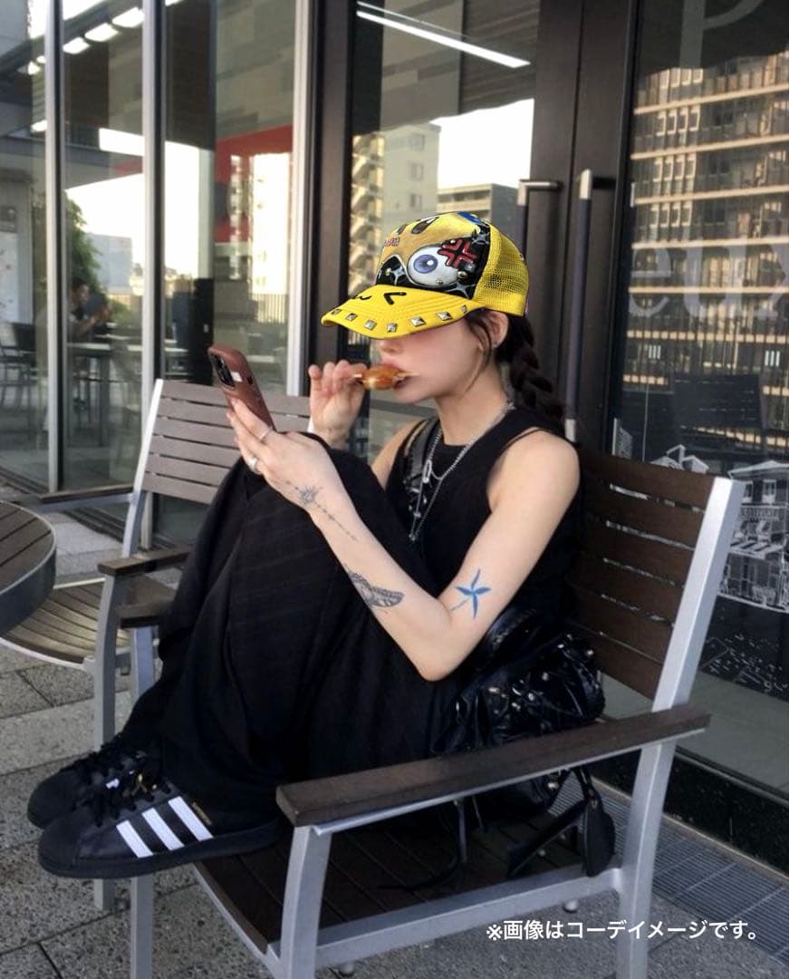 リメイク オリジナル 手描き メッシュキャップ 平成core スタッズ 洗濯可能