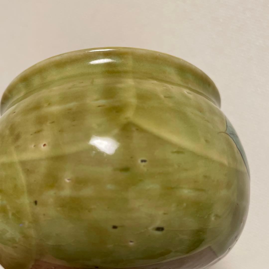 【Used・希少】京焼 清水焼 陶あん 京織部 がく紫陽花 中鉢 ヴィンテージ品