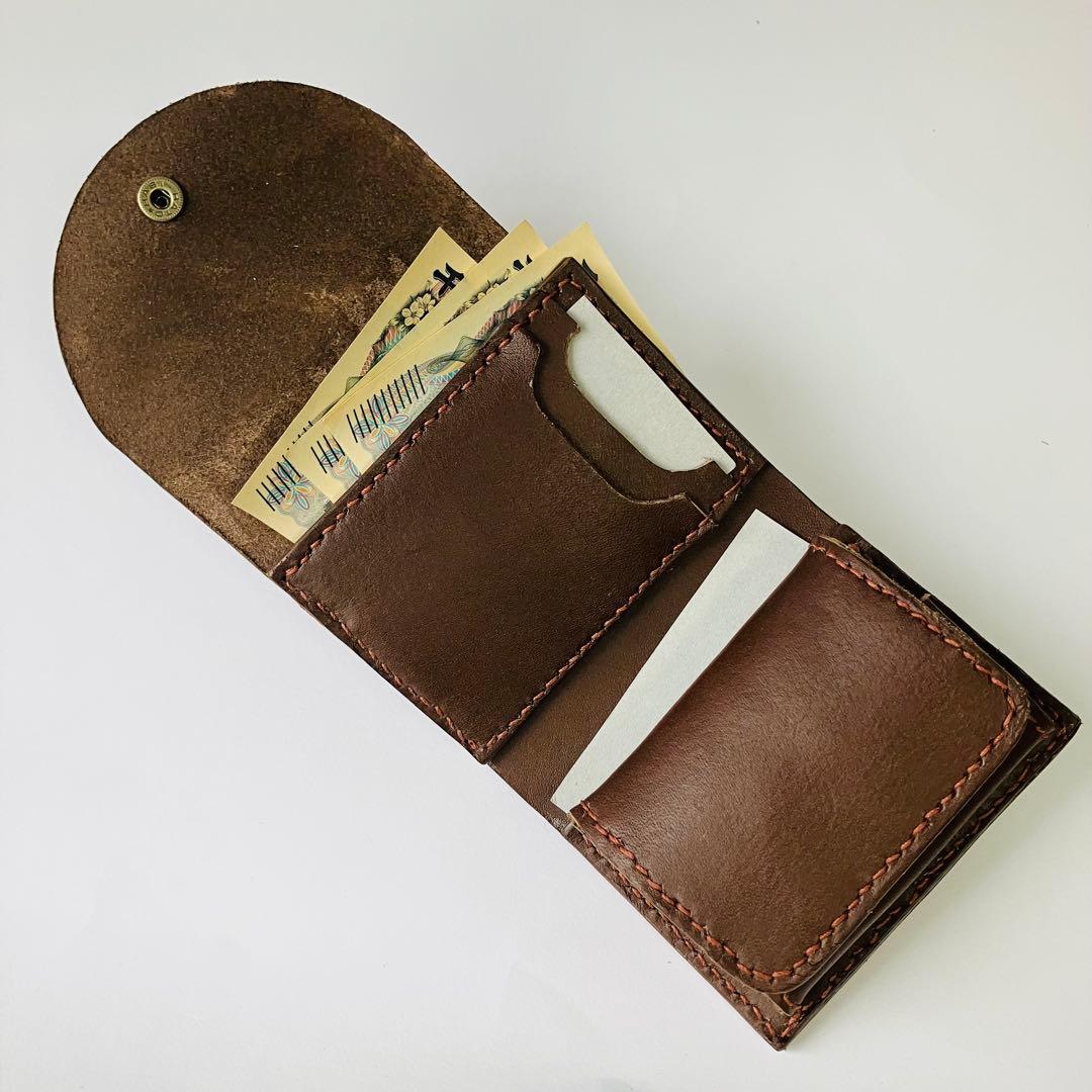 ヌメ革の三つ折り財布[タバコ]