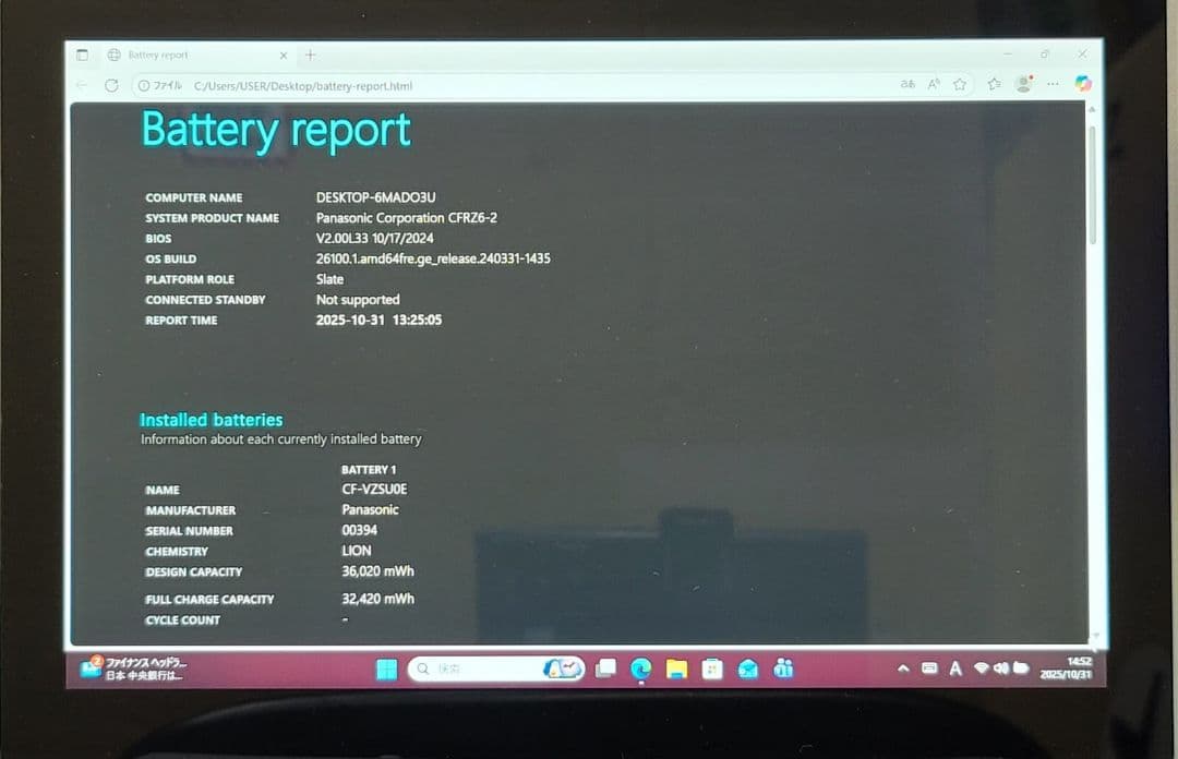 Let'sNote RZ6 8GB 256GB 稼働時間1030H Office