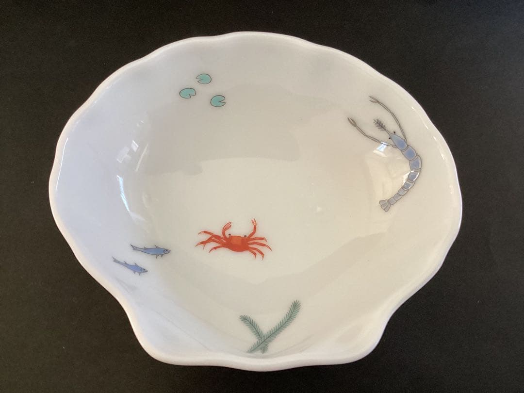 廃盤　深川製磁　おもいで　三ツ足 貝型 取皿揃　蟹　三ツ足 小鉢　5客