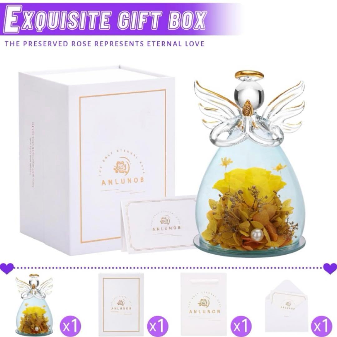 ブリザードフラワー＊ギフト＊プレゼント＊ガラス＊記念日＊イエロー＊天使＊母の日