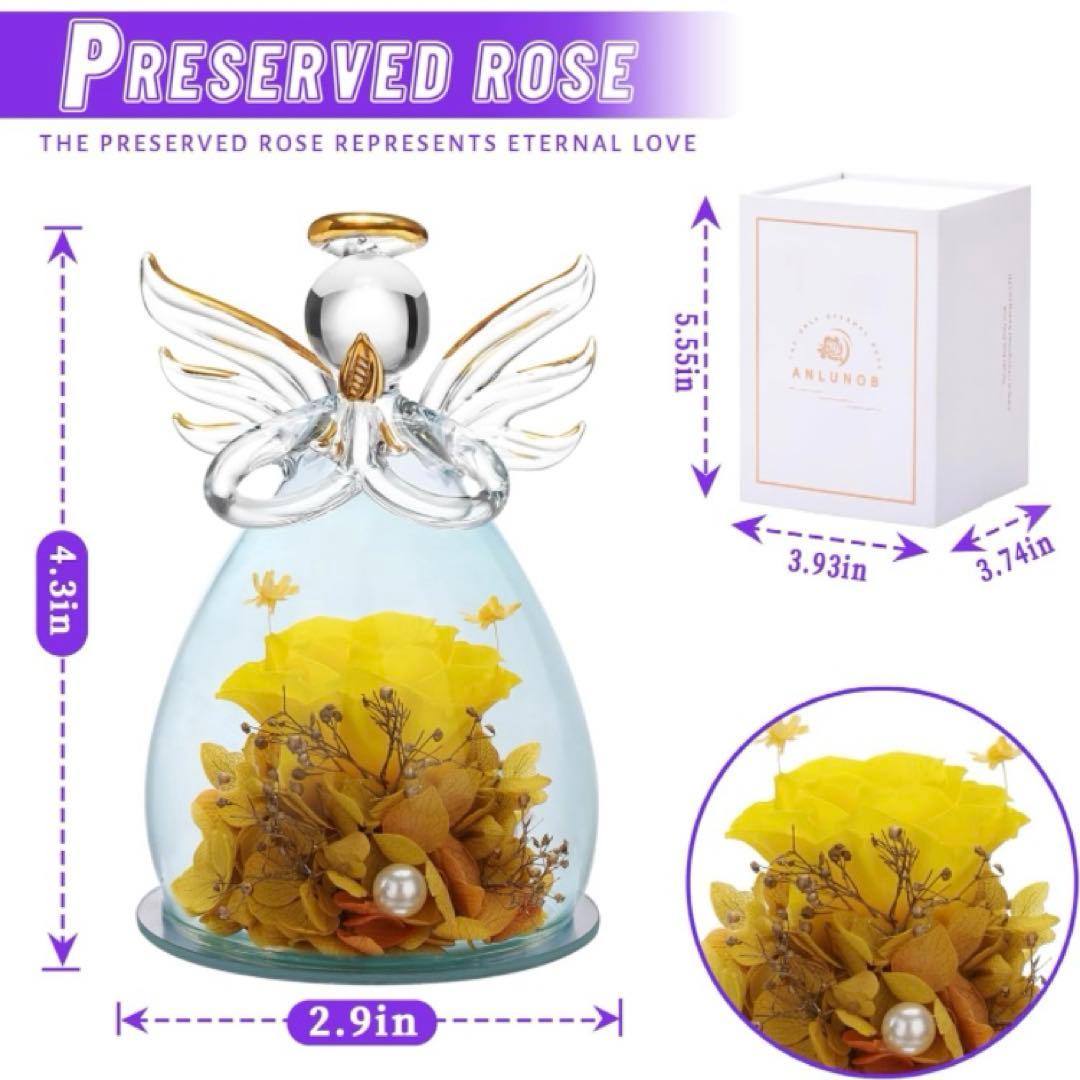 ブリザードフラワー＊ギフト＊プレゼント＊ガラス＊記念日＊イエロー＊天使＊母の日