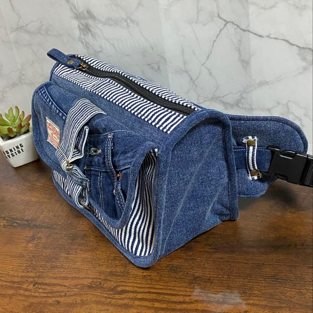 No.23 デニムリメイク【ウエストバッグ】ボディバッグ ハンドメイド