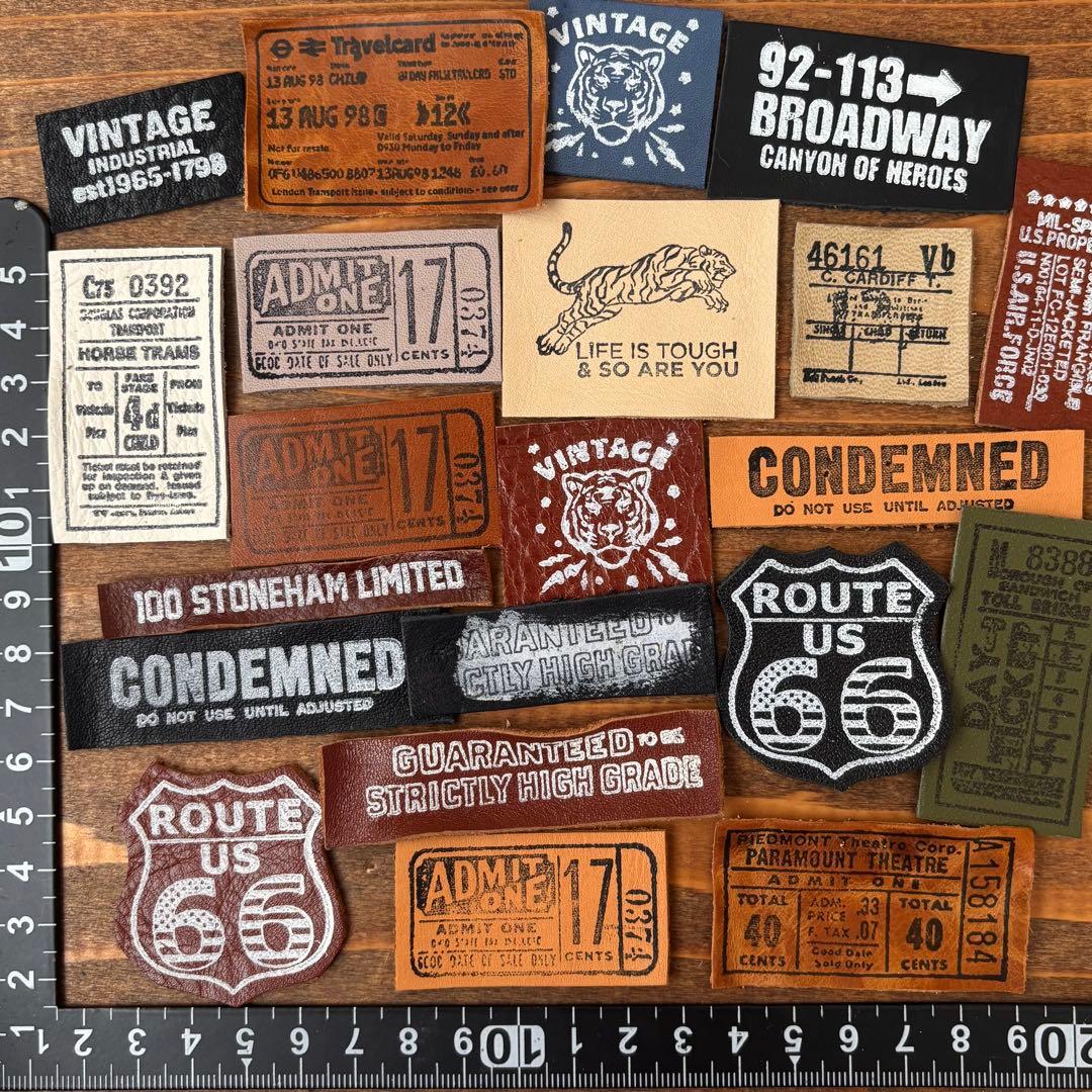 ビンテージ革タグ　レザータグセット　男前　チケット　ルート66 920