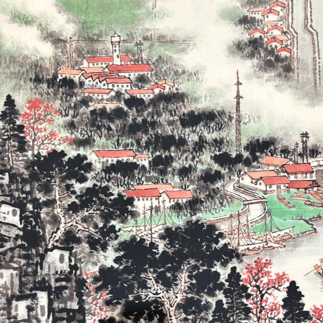 【特価】钱松岩 雲山瀑布 掛け軸 中堂｜中国山水画｜新中式・開運インテリア