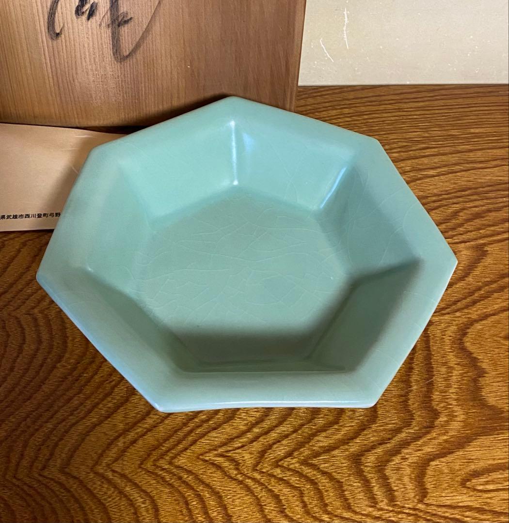 M*E様 人間国宝　中島宏　作　一点物　青磁　陶器　磁器　旧家蔵出　皿　額皿　鉢