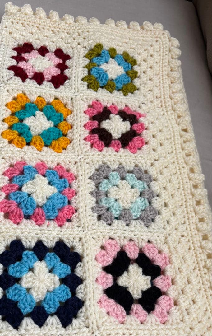 グラニーブランケット　カラフル　ハンドメイド