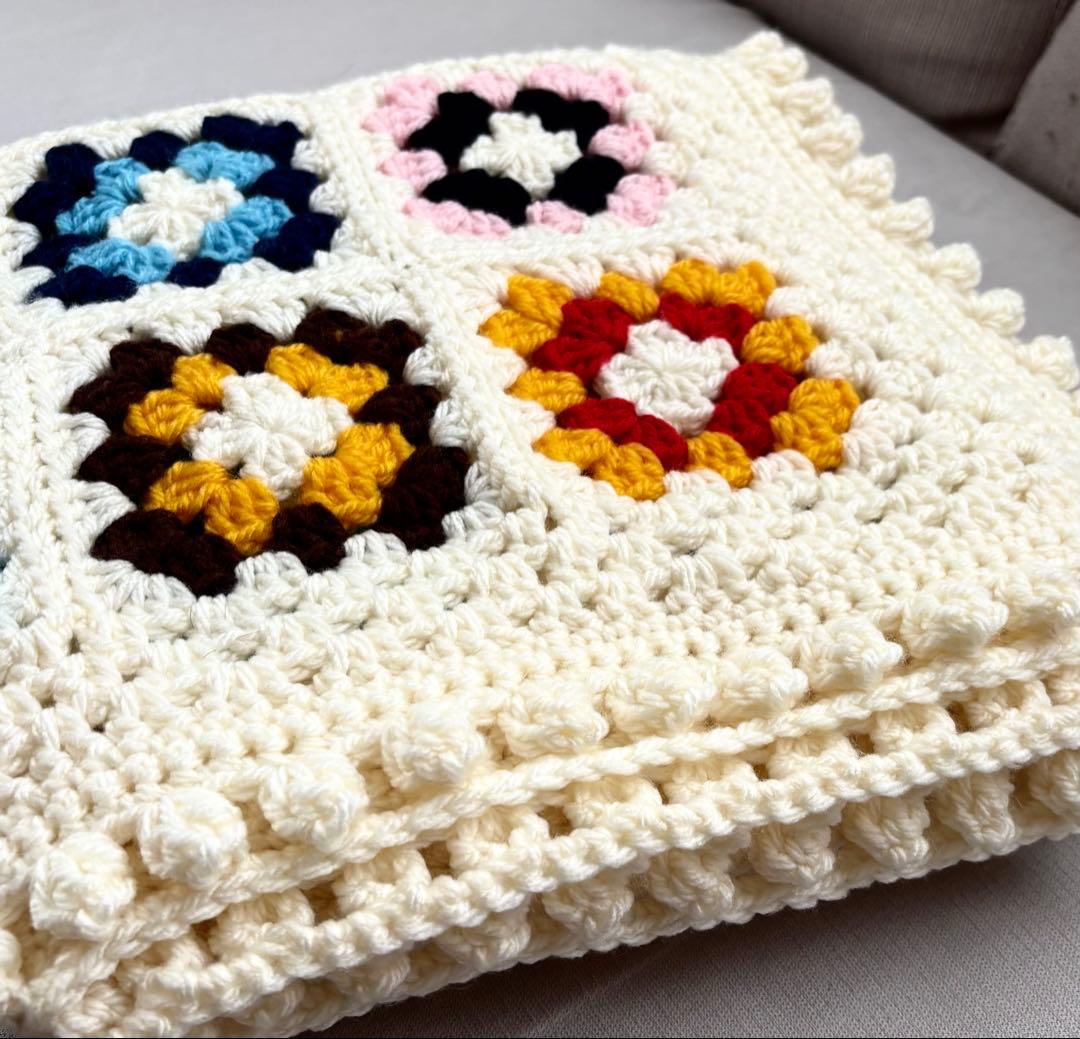 グラニーブランケット　カラフル　ハンドメイド