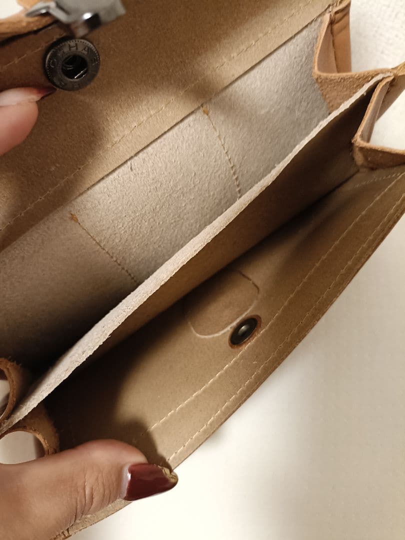 牛革、リバティ生地で作られたハンドメイド長財布