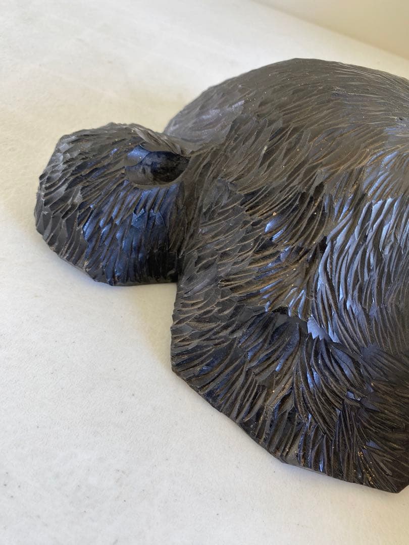 古い木彫り熊の壁掛けマスク　オブジェ　看板　木彫り熊　壁掛け　北海道　民藝