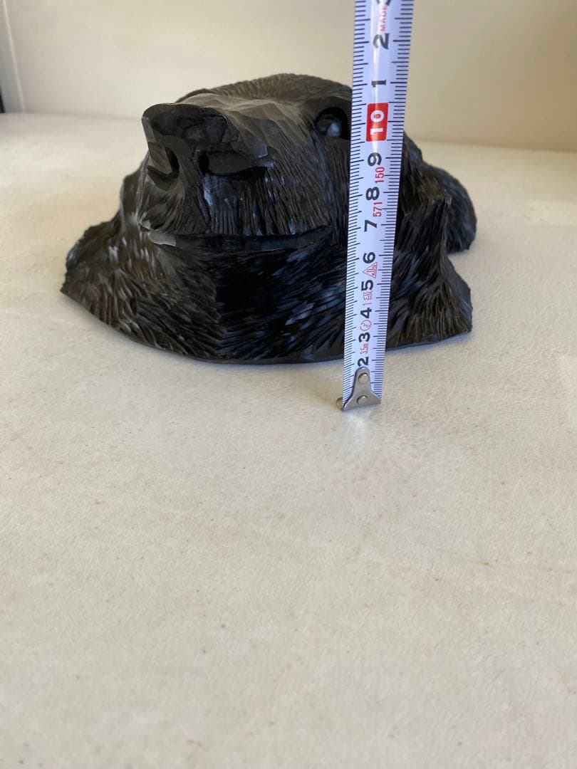 古い木彫り熊の壁掛けマスク　オブジェ　看板　木彫り熊　壁掛け　北海道　民藝