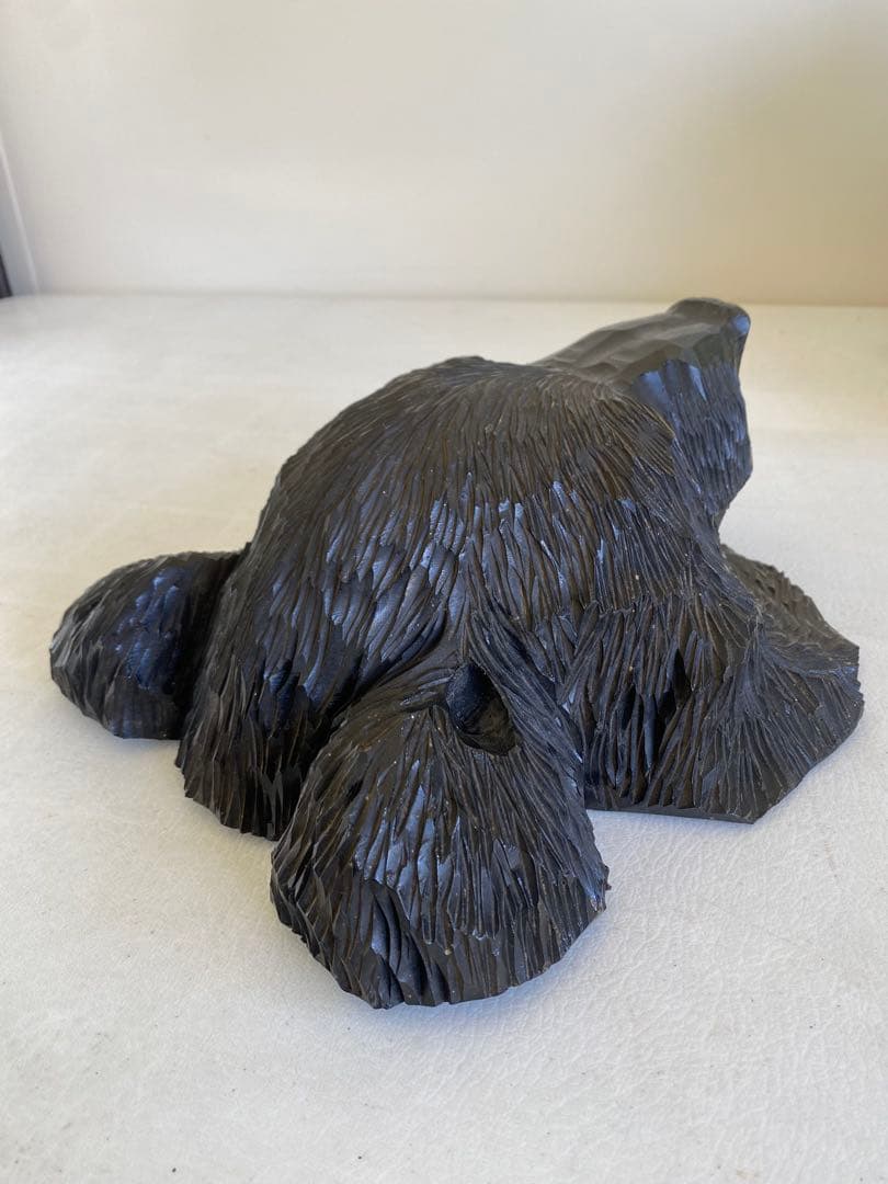 古い木彫り熊の壁掛けマスク　オブジェ　看板　木彫り熊　壁掛け　北海道　民藝