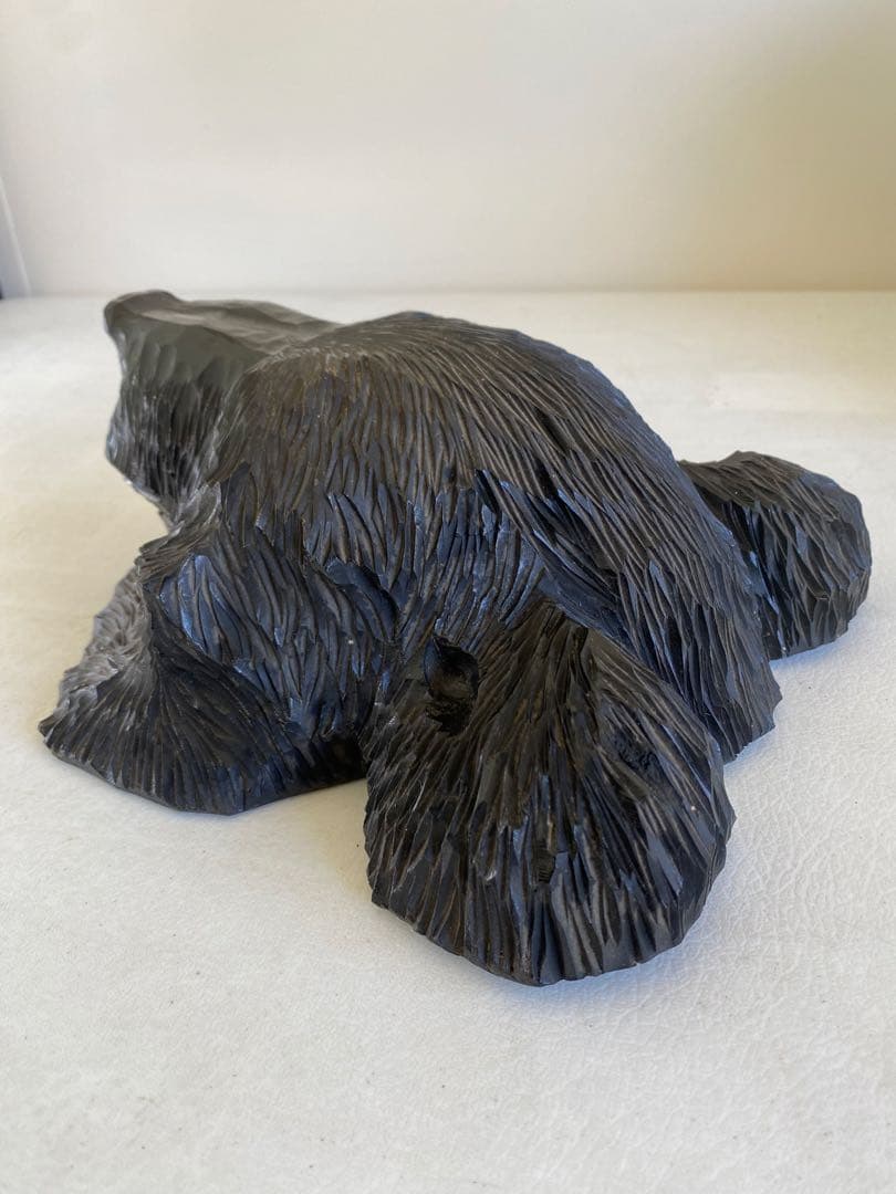 古い木彫り熊の壁掛けマスク　オブジェ　看板　木彫り熊　壁掛け　北海道　民藝