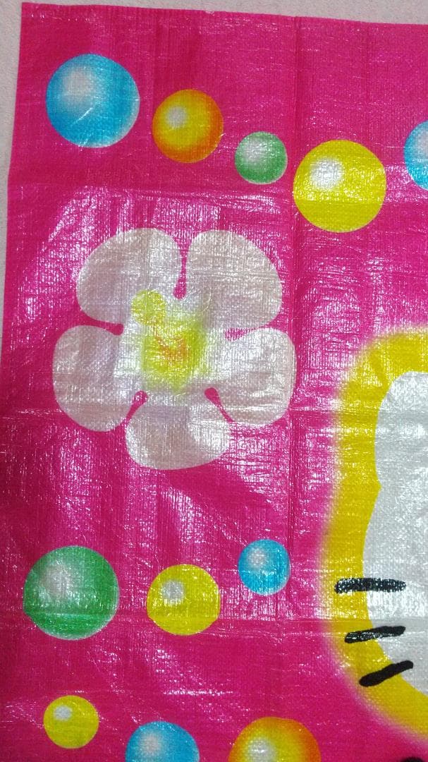 キティ　レジャーシート　ハイビスカス　レトロ　ピクニックマット　ビーチマット