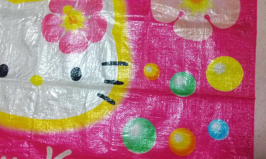 キティ　レジャーシート　ハイビスカス　レトロ　ピクニックマット　ビーチマット