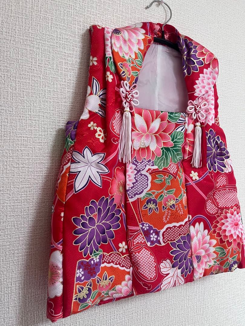 七五三 3歳 着物セット 被布 草履 髪飾り 足袋 ピンク 花柄 履き物