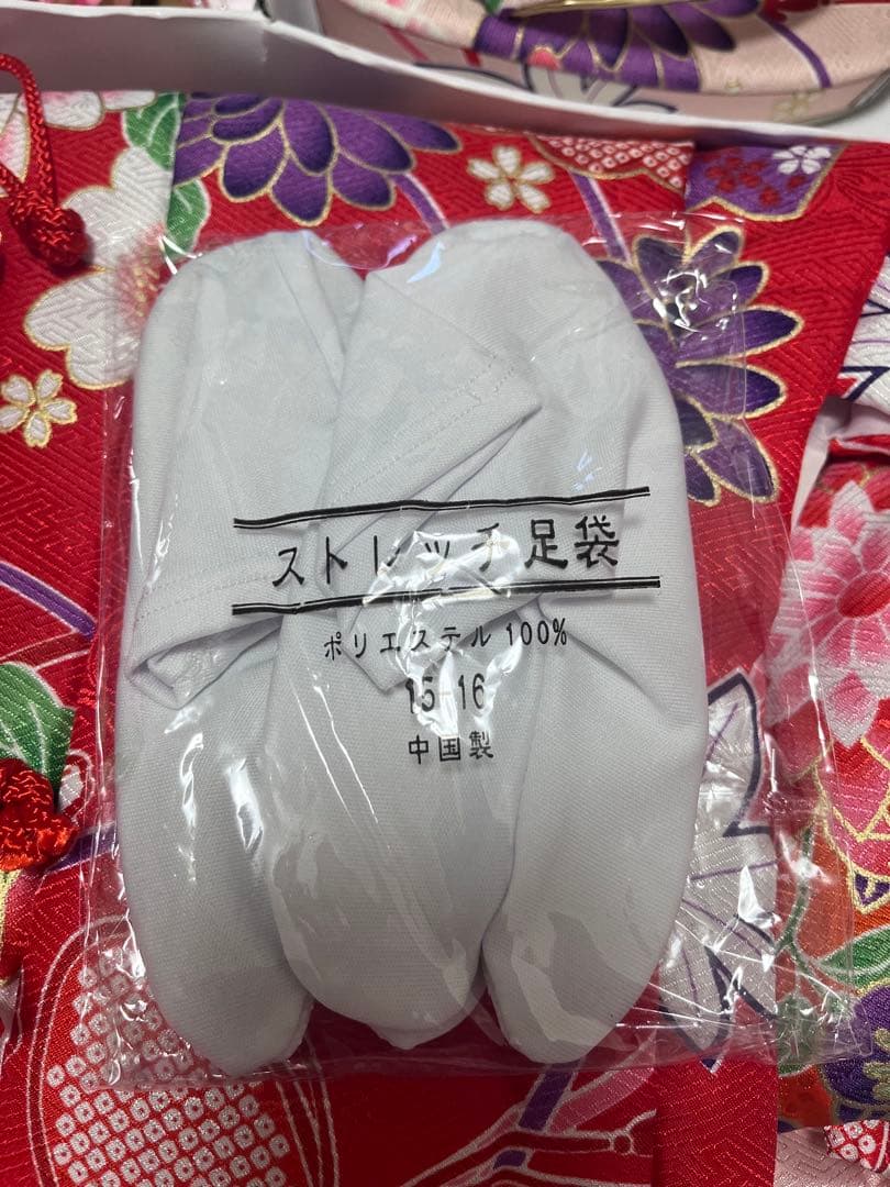 七五三 3歳 着物セット 被布 草履 髪飾り 足袋 ピンク 花柄 履き物