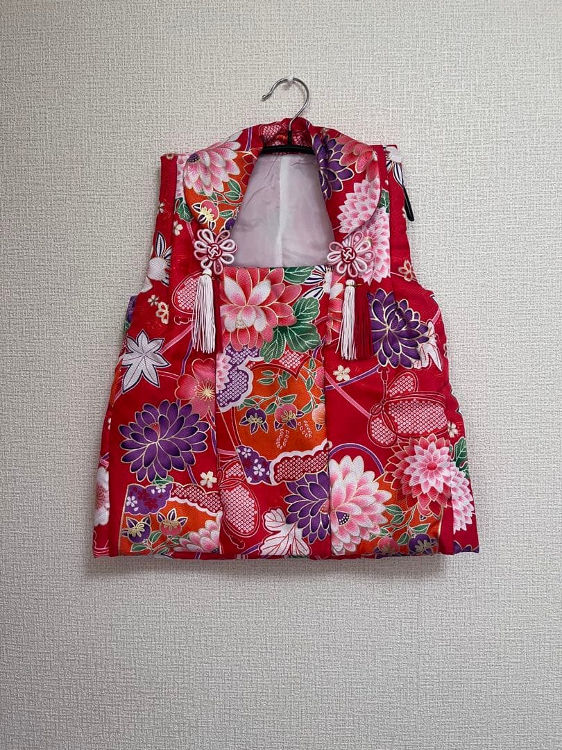 七五三 3歳 着物セット 被布 草履 髪飾り 足袋 ピンク 花柄 履き物